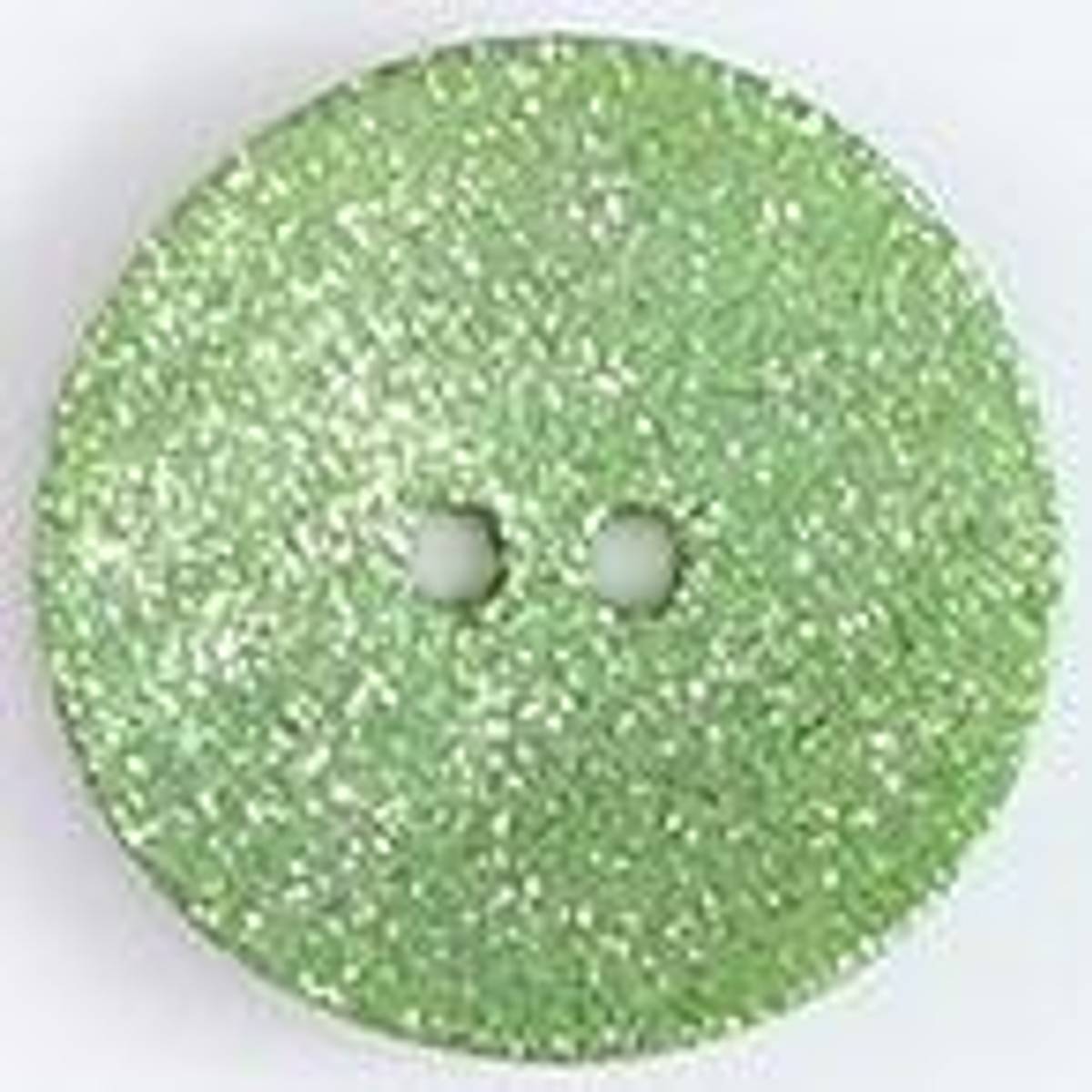 Perlemorsknapp 2 hulls med glitter grønn 22 mm