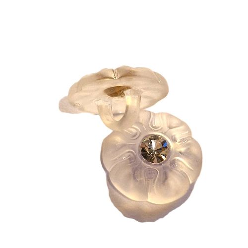 Knapp med øye hvit blomst med stein 12 mm
