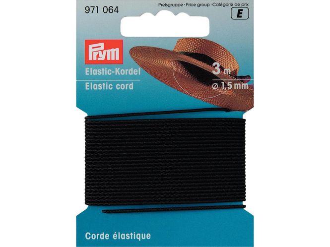 Hovedbilde Rund elastisk strikk 1,5mm  3 meter  Sort
