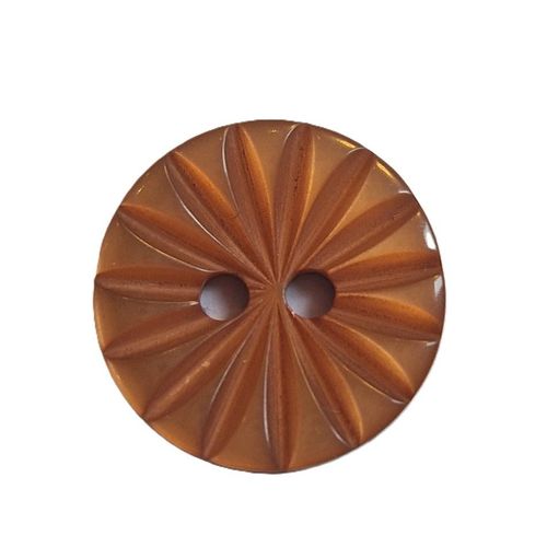 Knapp 2 hull 15 mm blomst brun