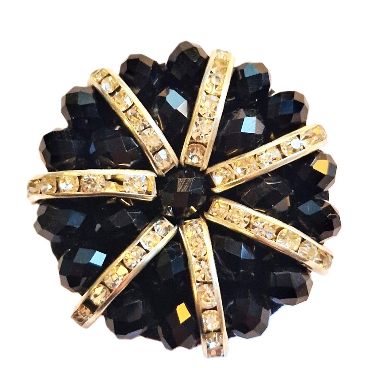 Øyeknapp med strass 38 mm sort
