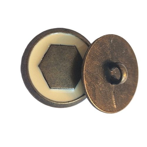 Metallknapp med øye antikk gull blek gul 20 mm