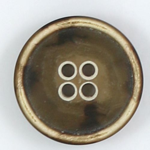 Polyesterknapp 4 hulls matt brun med lys kant 22 mm