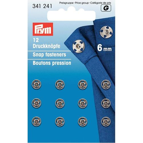 Trykknapp metall 6 mm sølv