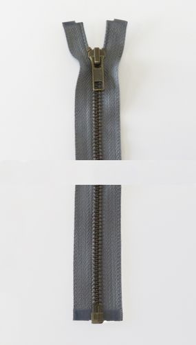 YKK 6 mm antikk messing delbar grå 65 cm